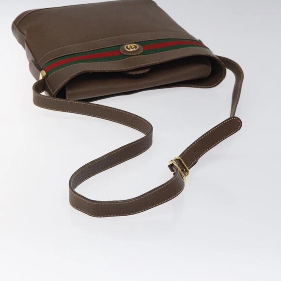GUCCI Web Sherry Line Shoulder Bag Leather Brown Gold 001 01/13 0938 Auth 118015 - Picture 8 of 16